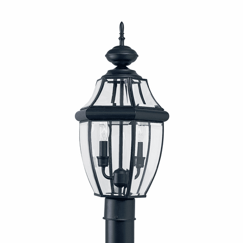 Sea Gull Lancaster 2-LT Outdoor Post Lantern - Black - 8229-12