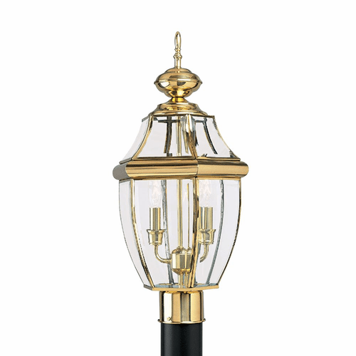 Sea Gull Lancaster 2-LT Outdoor Post Lantern - Polished Brass - 8229-02