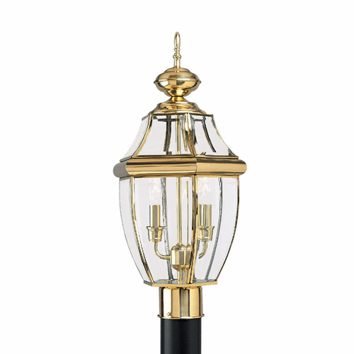 Sea Gull Lancaster 2-LT Outdoor Post Lantern - Polished Brass - 8229EN-02