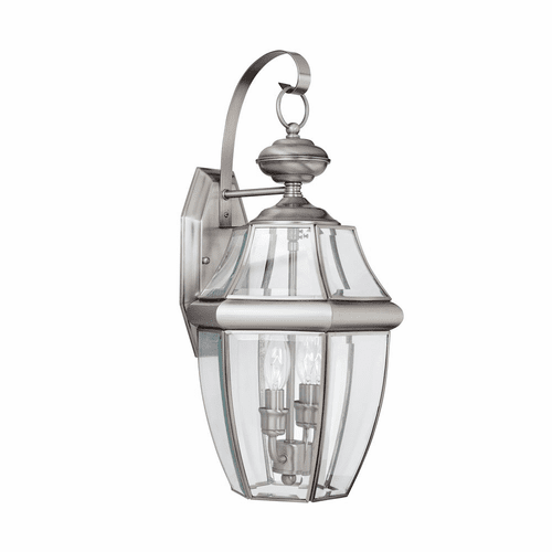 Sea Gull Lancaster 2-LT Outdoor Wall Lantern - Antique Brushed Nickel - 8039-965