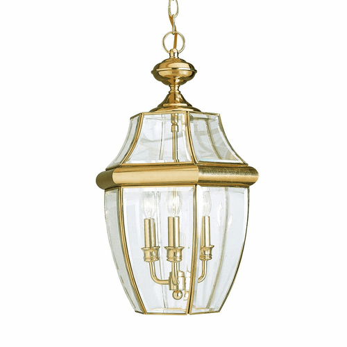 Sea Gull Lancaster 3-LT Outdoor Pendant - Polished Brass - 6039-02