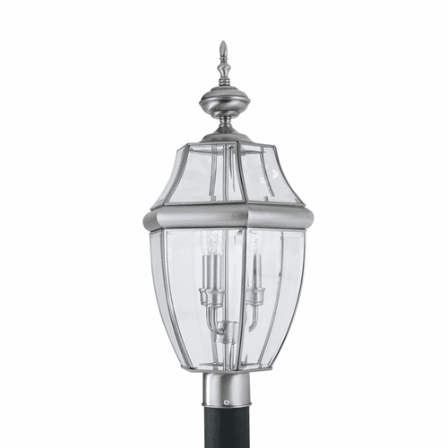 Sea Gull Lancaster 3-LT Outdoor Post Lantern - Antique Brushed Nickel - 8239-965