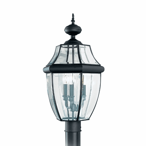 Sea Gull Lancaster 3-LT Outdoor Post Lantern - Black - 8239-12