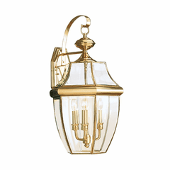 Sea Gull Lancaster 3-LT Outdoor Wall Lantern - Polished Brass - 8040-02 Sea Gull Lancaster 3-LT Outdoor Wall Lantern - Polished Brass - 8040-02