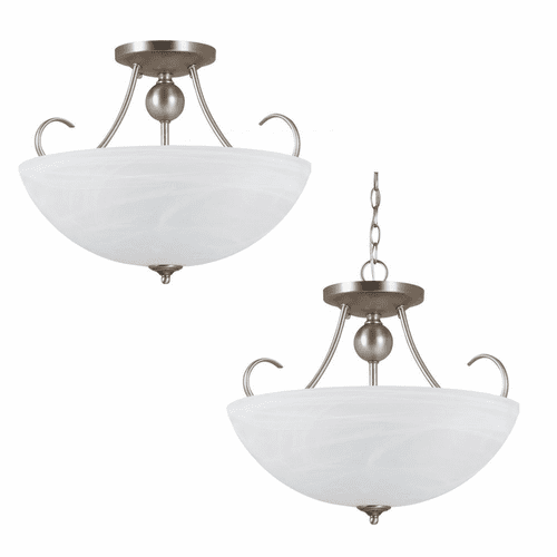 Sea Gull Lemont 3-LT Semi-Flush Convertible Pendant - Nickel - 77316-965