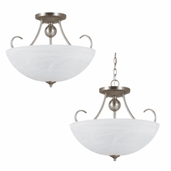 Sea Gull Lemont 3-LT Semi-Flush Convertible Pendant - Nickel - 77316-965