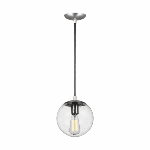 Sea Gull Leo - Hanging Globe 1-LT Pendant - Satin Aluminum - 6501801-04