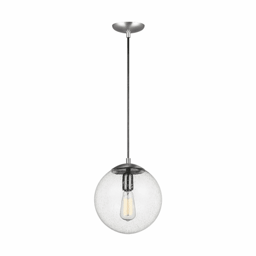 Sea Gull Leo - Hanging Globe 1-LT Pendant - Satin Aluminum - 6601801-04