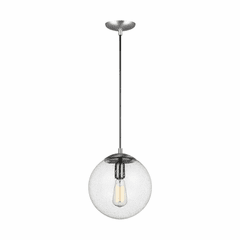 Sea Gull Leo - Hanging Globe 1-LT Pendant - Satin Aluminum - 6601801-04 Sea Gull Leo - Hanging Globe 1-LT Pendant - Satin Aluminum - 6601801-04