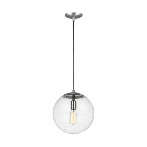 Sea Gull Leo - Hanging Globe 1-LT Pendant - Satin Aluminum - 6701801-04