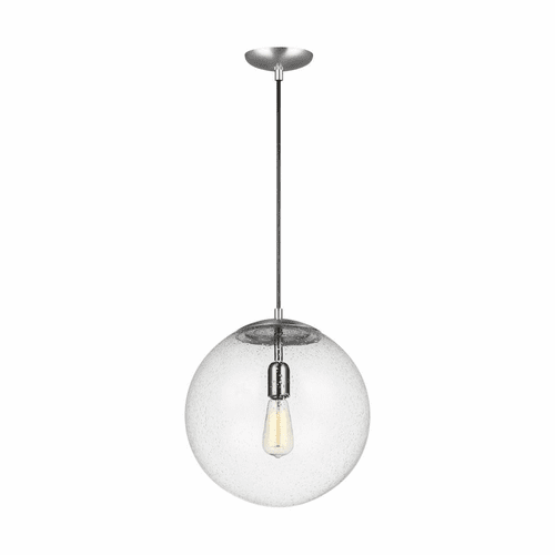 Sea Gull Leo - Hanging Globe 1-LT Pendant - Satin Aluminum - 6801801-04