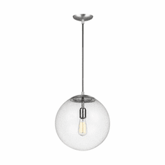 Sea Gull Leo - Hanging Globe 1-LT Pendant - Satin Aluminum - 6801801-04