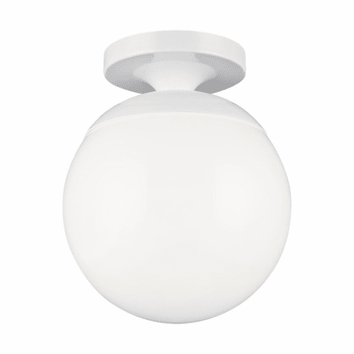 Sea Gull Leo - Hanging Globe 1-LT Wall/Ceiling Semi-Flush Mount - White - 7518-15