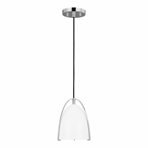 Sea Gull Norman 1-LT Mini-Pendant - Chrome/Matte White - 6151801-05