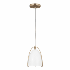 Sea Gull Norman 1-LT Mini-Pendant - Satin Brass/Matte White - 6151801-848