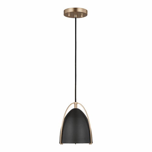 Sea Gull Norman 1-LT Mini-Pendant - Satin Brass/Midnight Black - 6151701-848