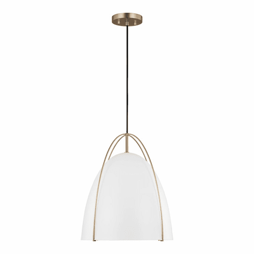 Sea Gull Norman Large 1-LT Pendant - Satin Brass/Matte White - 6651801-848