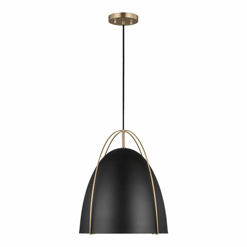 Sea Gull Norman Large 1-LT Pendant - Satin Brass/Midnight Black - 6651701-848
