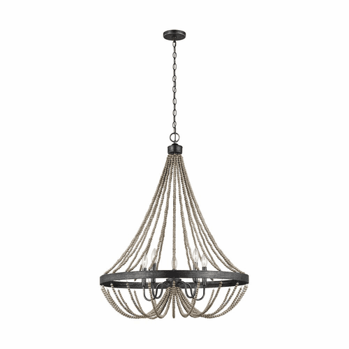 Sea Gull Oglesby 5-LT Chandelier - Washed Pine / Stardust - 3101905EN-872