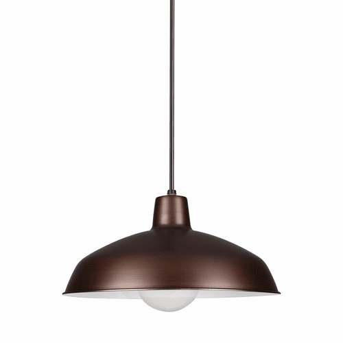 Sea Gull Painted Shade 1-LT Pendant - Antique Brushed Copper - 6519-63