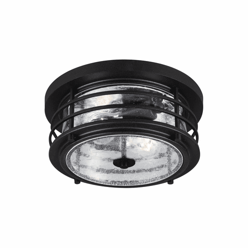Sea Gull Sauganash 2-LT Outdoor Ceiling Flush Mount - Black - 7824402-12