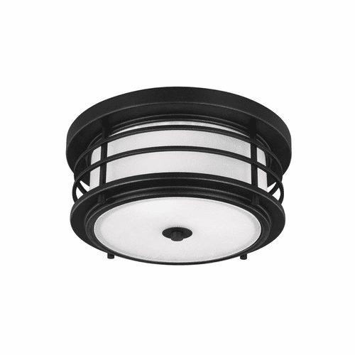 Sea Gull Sauganash 2-LT Outdoor Ceiling Flush Mount - Black - 7824452-12