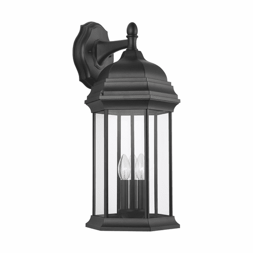 Sea Gull Sevier X-Large 3-LT Downlight Outdoor Wall Lantern - Black - 8738703-12