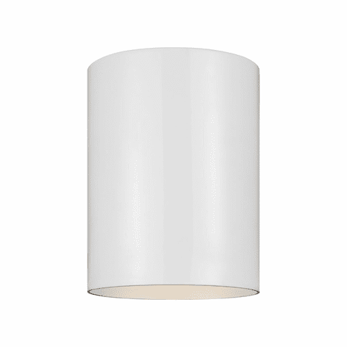 Sea Gull Small LED Cylinder Outdoor Ceiling Flush Mount - White - 7813897S-15