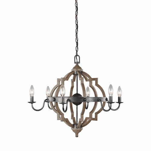 Sea Gull Socorro 6-LT Chandelier - Stardust / Cerused Oak - 3124906-846