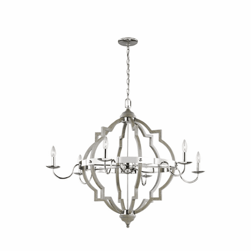 Sea Gull Socorro 6-LT Chandelier - Washed Pine / Chrome - 3224906-872
