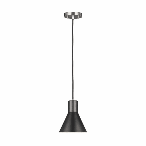 Sea Gull Towner 1-LT Mini-Pendant - Brushed Nickel / Black - 6141301-962