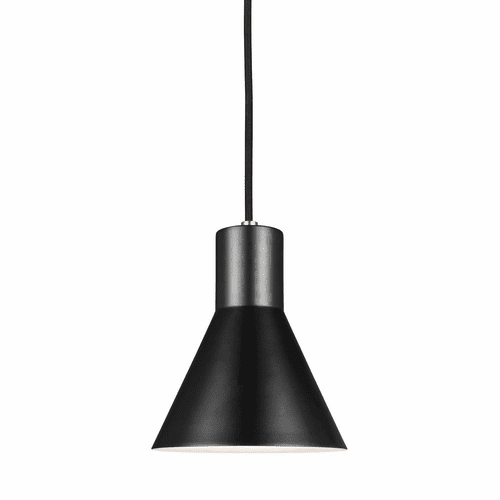 Sea Gull Towner 1-LT Mini-Pendant - Brushed Nickel / Black - 6141301EN3-962