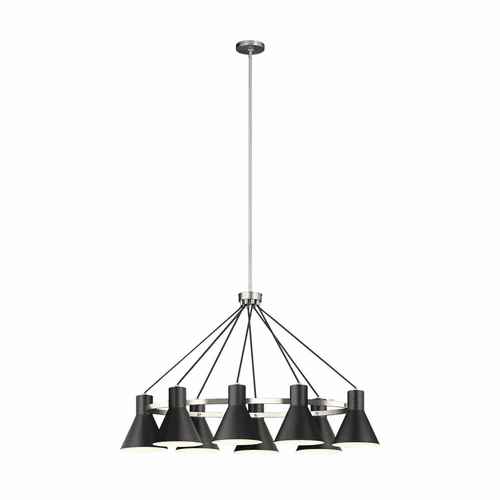 Sea Gull Towner 8-LT Island Chandelier - Brushed Nickel / Black - 6641308-962