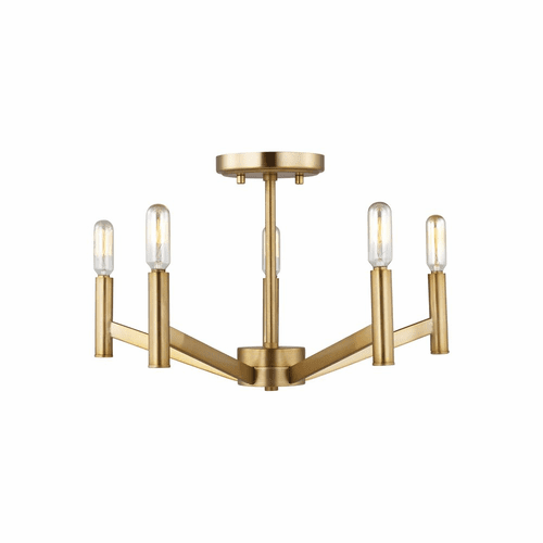 Sea Gull Vector 5-LT Semi-Flush Mount - Satin Brass - 7724305-848