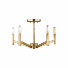 Sea Gull Vector 5-LT Semi-Flush Mount - Satin Brass - 7724305-848 Sea Gull Vector 5-LT Semi-Flush Mount - Satin Brass - 7724305-848