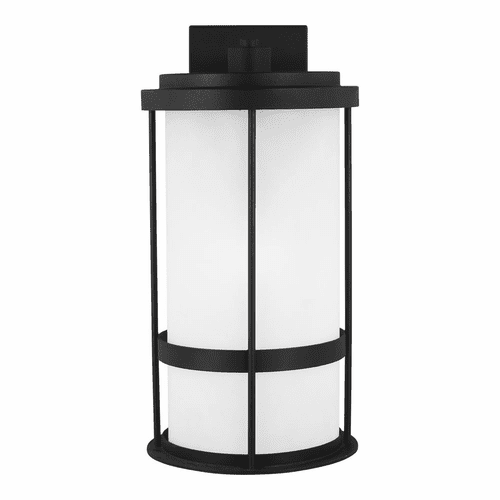 Sea Gull Wilburn Large 1-LT Outdoor Wall Lantern - Black - 8790901D-12