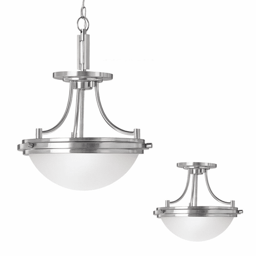 Sea Gull Winnetka 2-LT Semi-Flush Convertible Pendant - Brushed Nickel - 77660-962