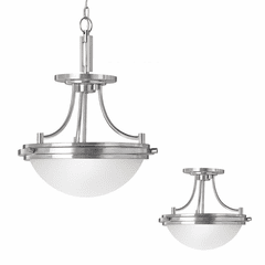 Sea Gull Winnetka 2-LT Semi-Flush Convertible Pendant - Brushed Nickel - 77660-962
