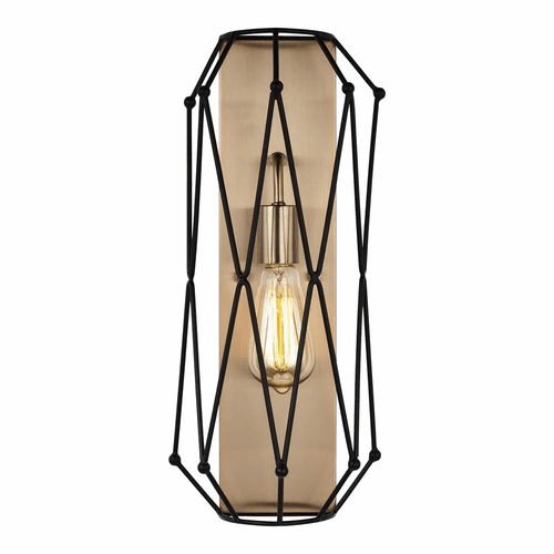 Sea Gull Zarra 1-LT Wall Sconce - Satin Brass/Midnight Black - 4134101-848