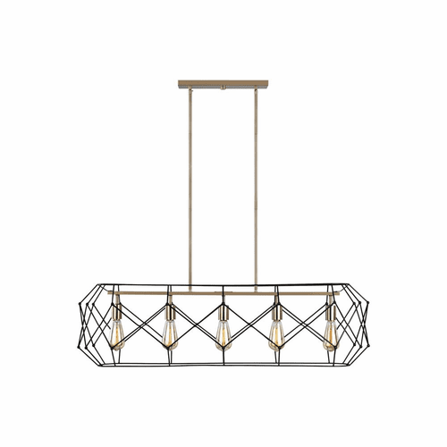 Sea Gull Zarra 5-LT Linear Chandelier - Satin Brass/Midnight Black - 6634105-848