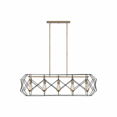 Sea Gull Zarra 5-LT Linear Chandelier - Satin Brass/Midnight Black - 6634105-848