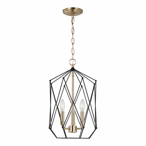 Sea Gull Zarra Medium 3-LT Pendant - Satin Brass/Midnight Black - 5234103-848