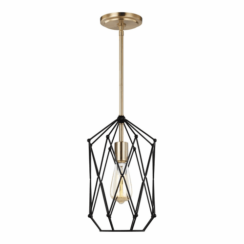 Sea Gull Zarra Small 1-LT Pendant - Satin Brass/Midnight Black - 5134101-848