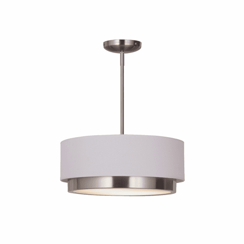 Tate 16" LED Semi-Flush Drum Pendant - Brushed Nickel - FAB-4475-WHTE-NCKL