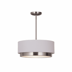 Tate 16" LED Semi-Flush Drum Pendant - Brushed Nickel - FAB-4475-WHTE-NCKL