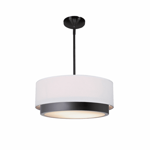 Tate 16" LED Semi-Flush Drum Pendant - Matte Black - FAB-4475-WHTE-MBLK