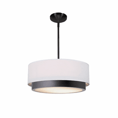 Tate 16" LED Semi-Flush Drum Pendant - Matte Black - FAB-4475-WHTE-MBLK