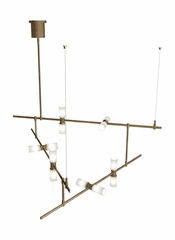 Tech Lighting ModernRail Chandelier 2 - Aged Brass - 700MDCHCRS