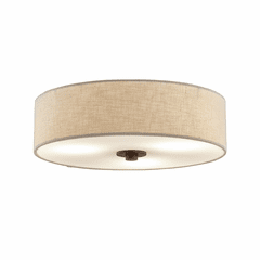 Textile Classic 15" Close-to-ceiling Drum - Dark Bronze - FAB-9595-CREM-DBRZ
