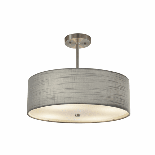 Textile Collection Classic 18" Drum Pendant - Brushed Nickel - FAB-9591-GRAY-NCKL